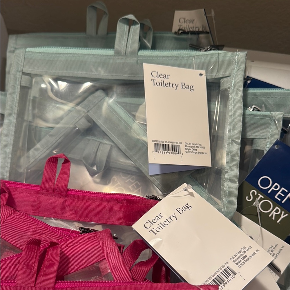 Clear Travel Bag with Pink Trim - Picture 2 of 2